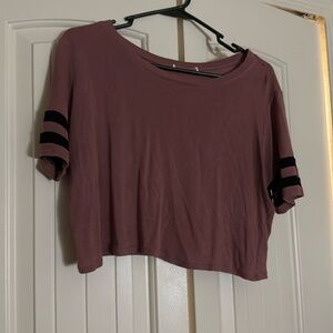 Flowy, soft, jersey style pink and black crop top